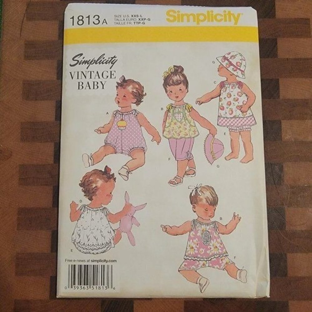 Simplicity 1813 - Uncut - Vintage Baby - Sizes XXS-L